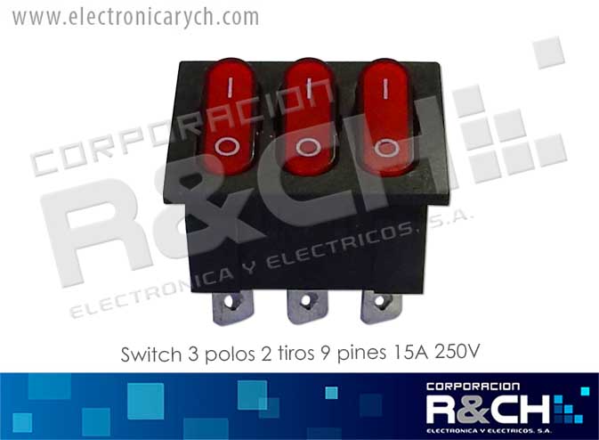SW-K303 switch 3 polos 2 tiros 9 pines 15A 250V