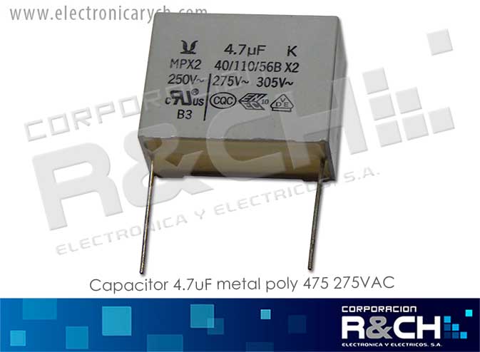 CC-4.7U/275 Capacitor 4.7uF Metal Poly 475  275VAC