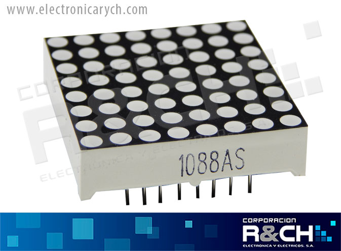 DP-M3288 display matriz de LEDs 30x30cm 8x8 rojo  anodo y catodo