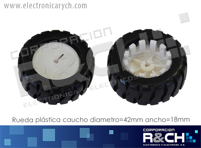 RD-42 rueda plastica caucho diametro=42mm ancho=18mm