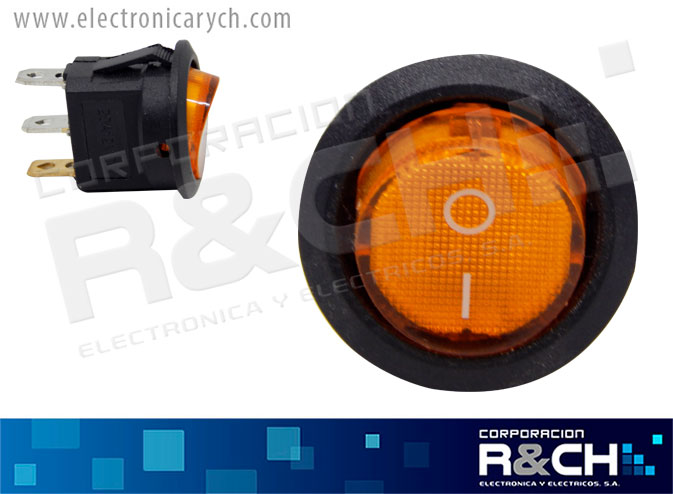 SW-NB82Y switch 1P2T redondo c/luz amarllo 125V 6A