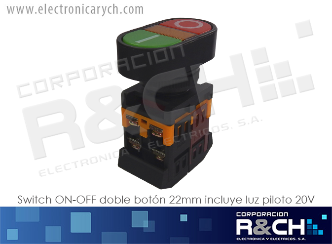 APBB-22 switch ON-OFF doble boton 22mm incluye luz piloto 200V
