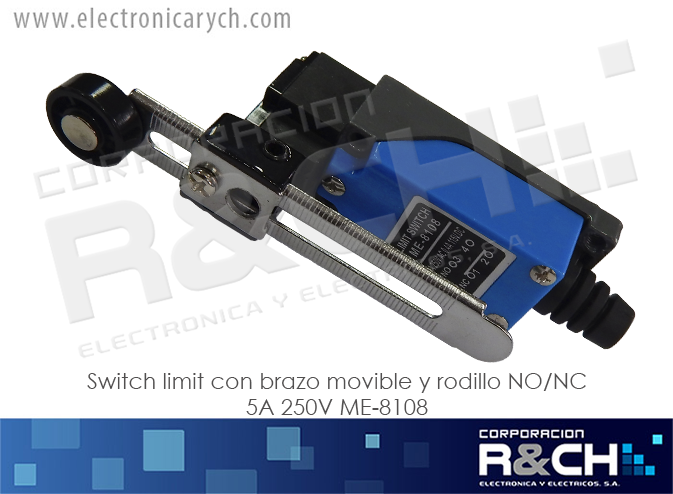 SW-8108 Switch Limit con Brazo Movible y Rodillo NO/NC 5A 250V ME-8108