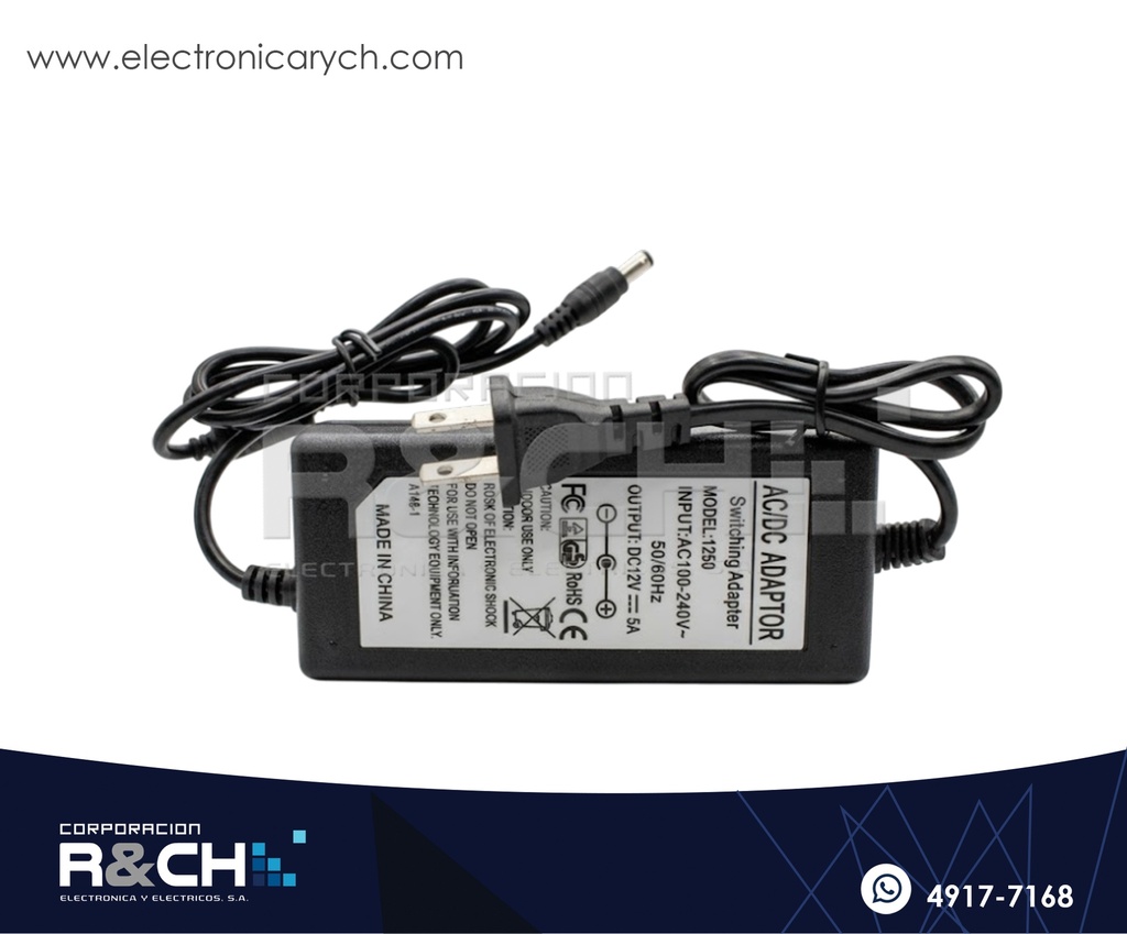 AD-1250 adaptador 100-240VAC a 12VDC 5A max