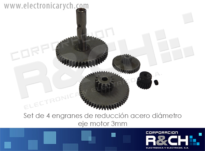 SET-4 sent de 4 engranes de reduccion acero diametro eje motor 3mm