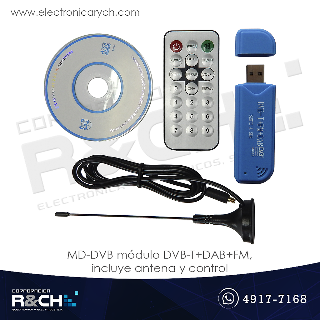 MD-DVB módulo DVB-T+DAB+FM , SDR incluye antena y control
