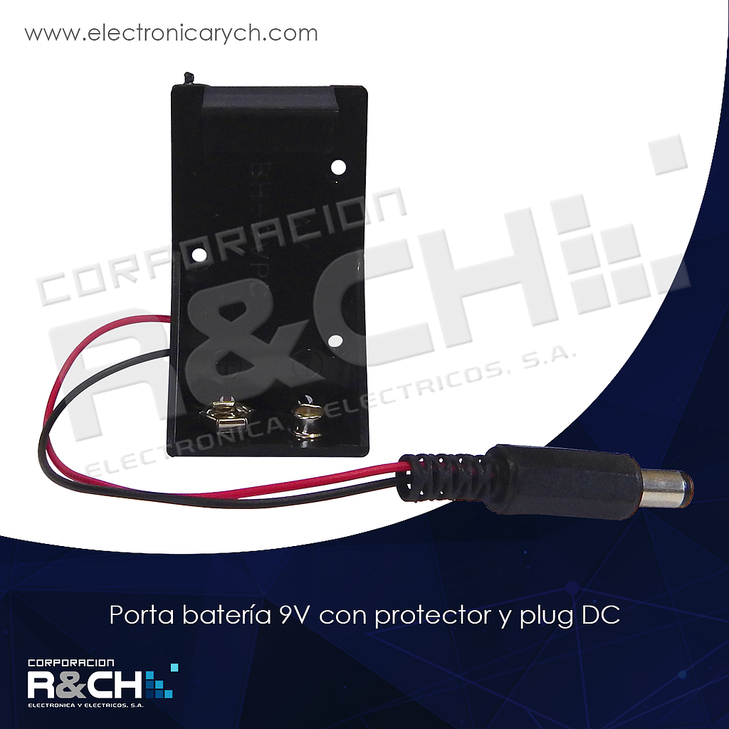 PR-B9VP porta bateria 9V con protector y plug DC