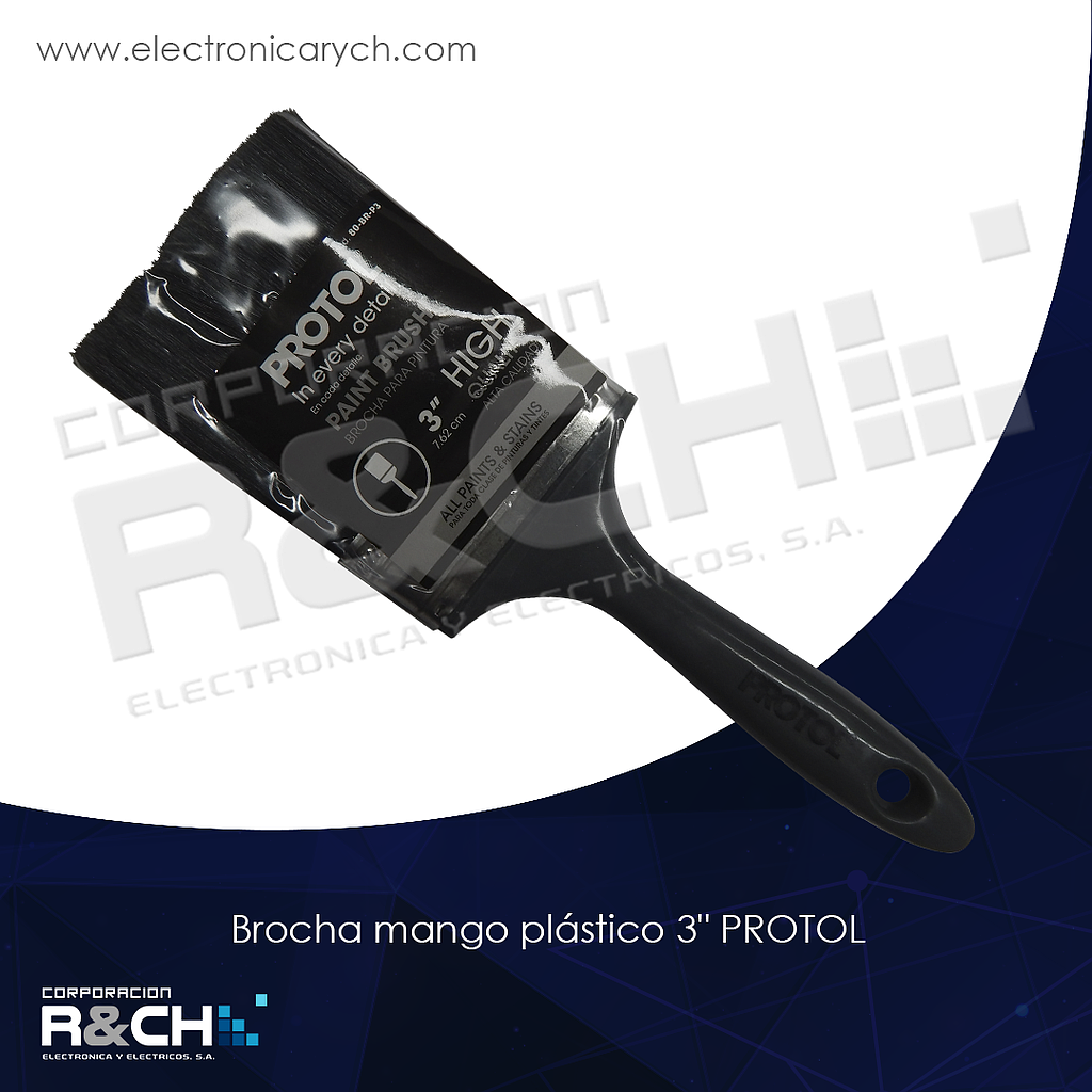 HM-80-BRP-3 brocha mango platico 3" PROTOL