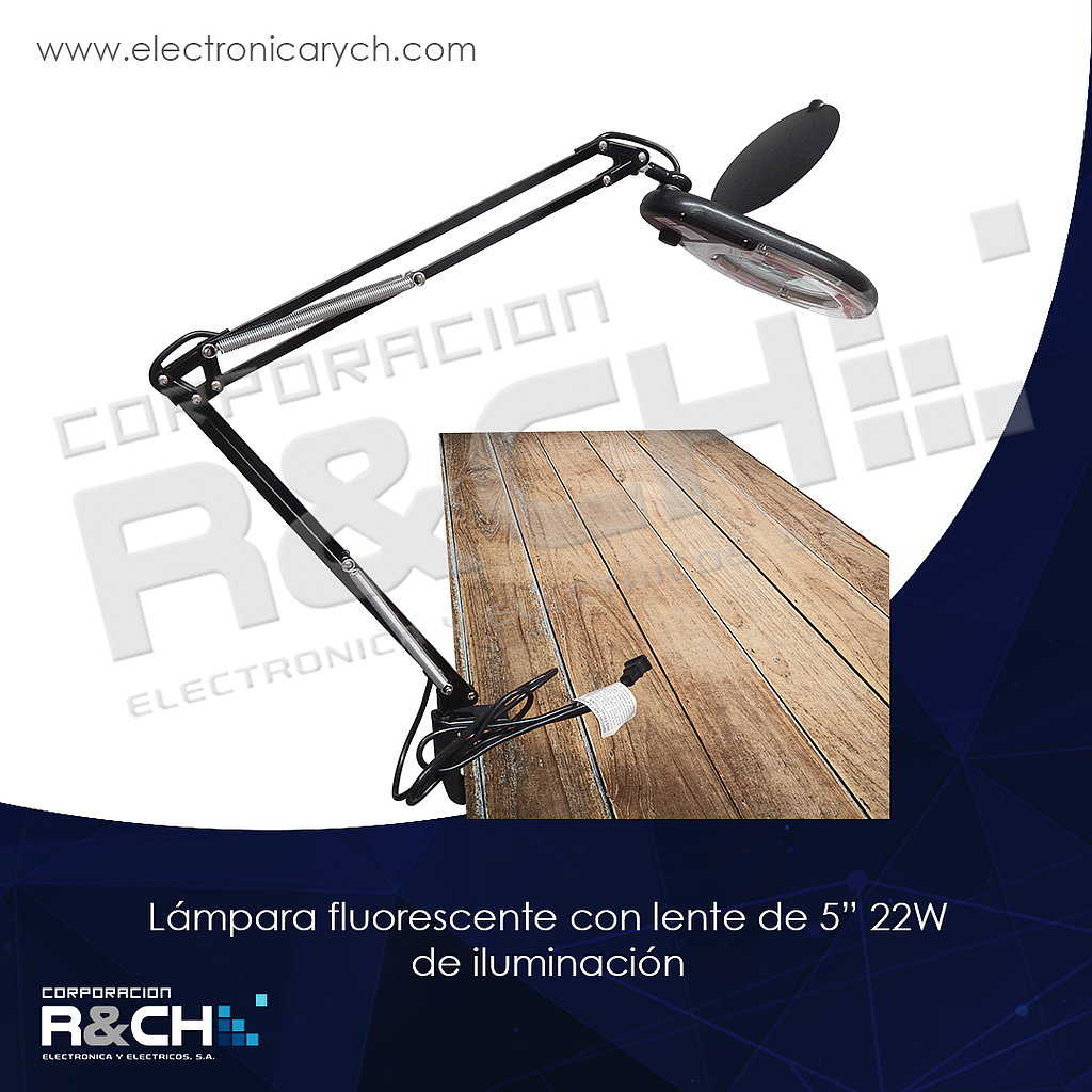 HM-SAM-12BK lampara ahorradora con lupa y brazo flexible 12" blanca