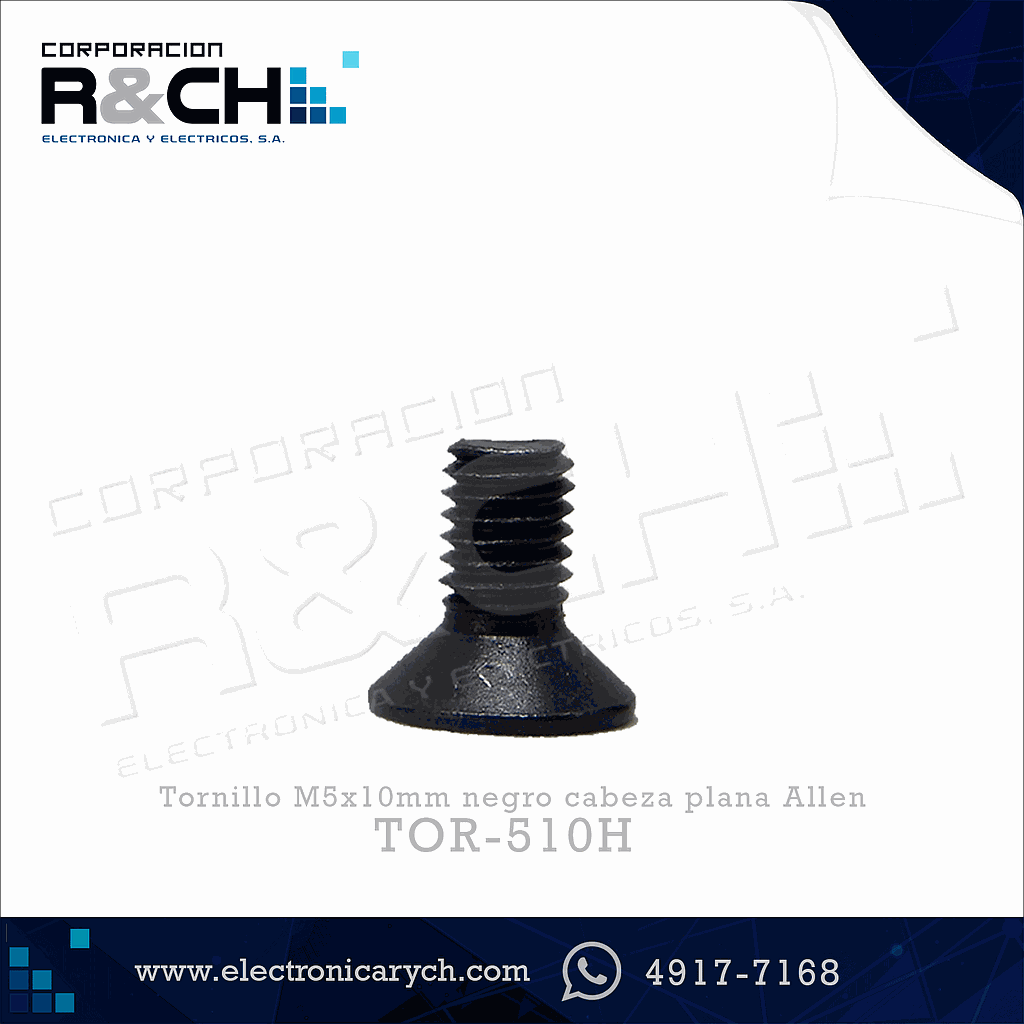 TOR-510 tornillo M5 x10mm negro cabeza plana Allen