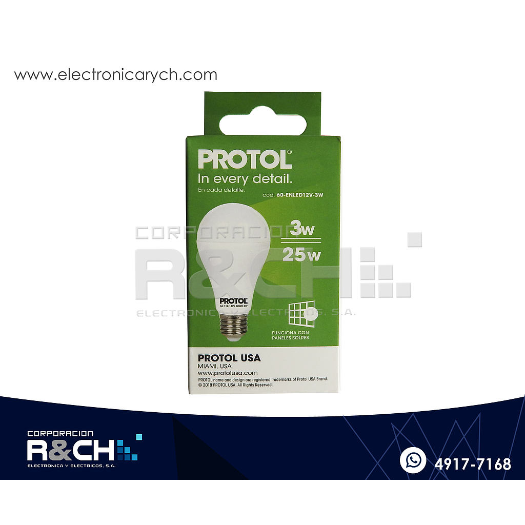 60-ENLED12V-3W Bombilla Led 12V 3W DC