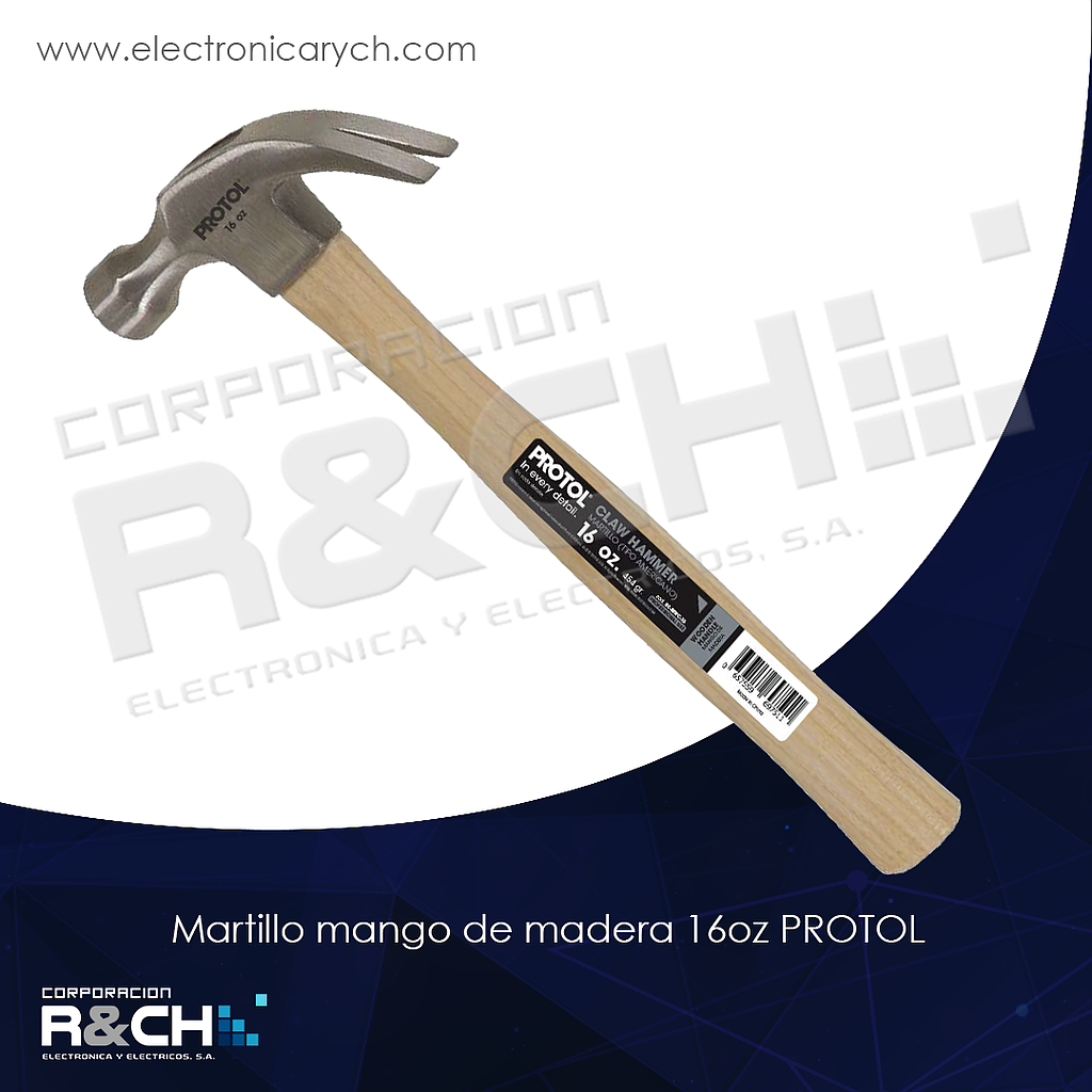HM-80-MWC-16 martillo mango de madera 16oz PROTOL