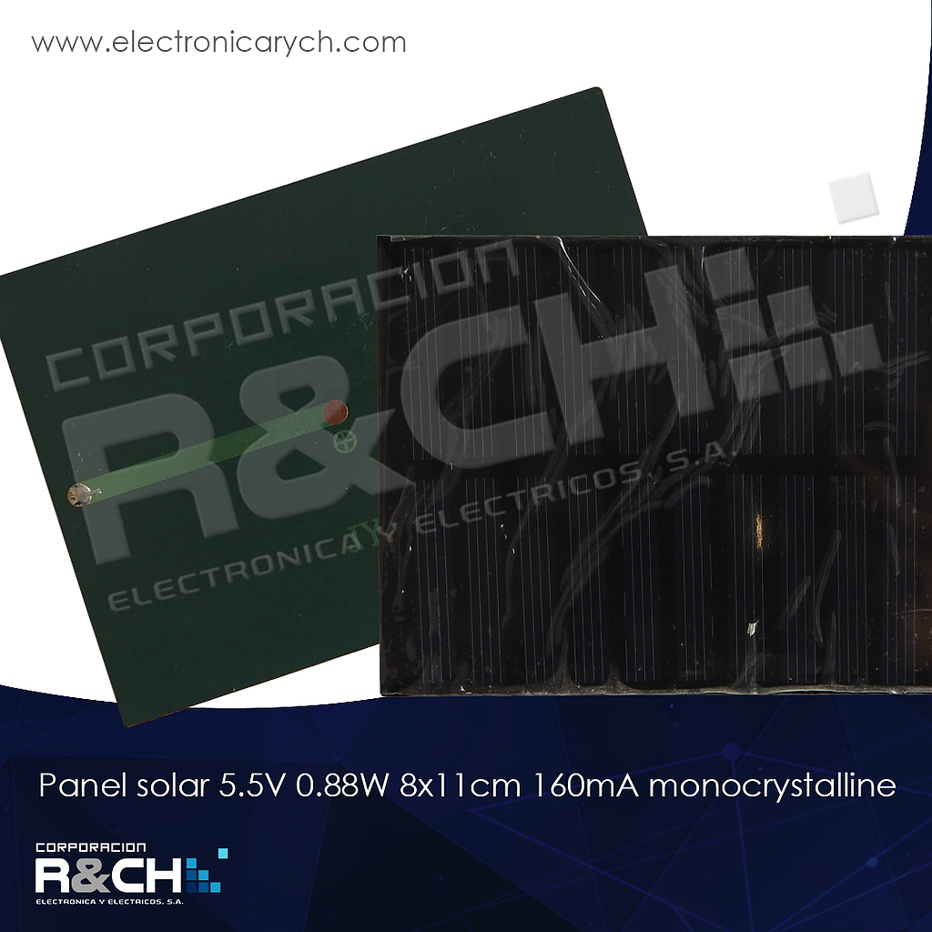 PS-55V160 panel solar 5.5V 0.88W 8x11cm 160mA monocrystalline