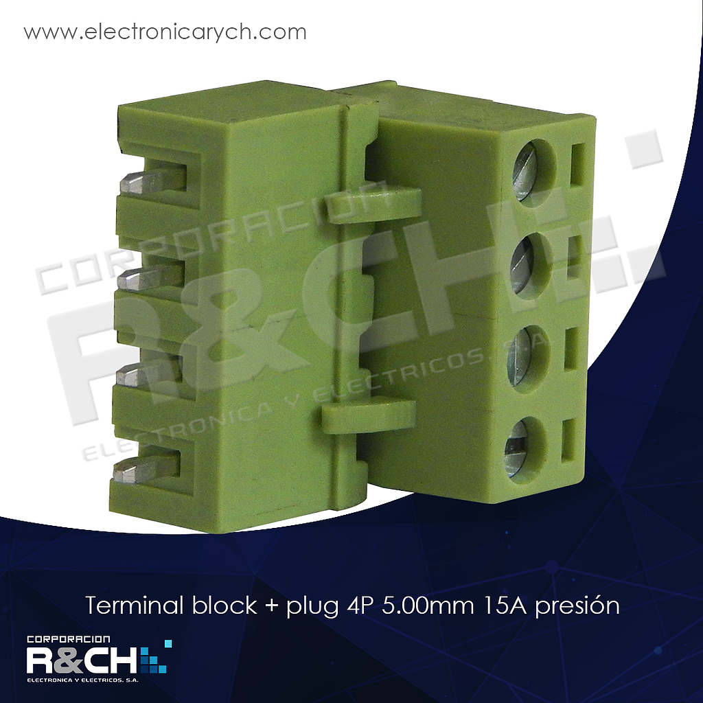TN-4P5 Terminal Block Recto + Plug 4P 5.08mm 15A Presion