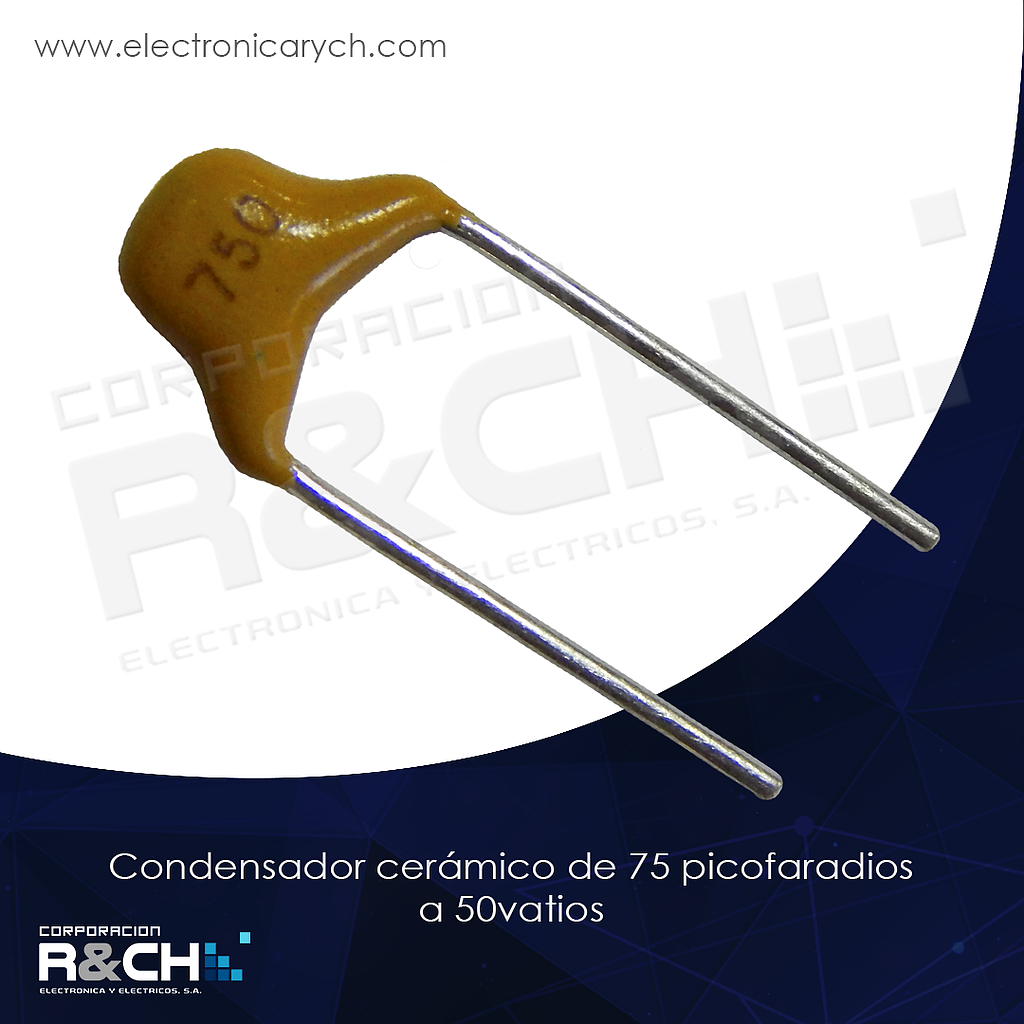 CC-75P/50 Condensador ceramico de 75 picofaradios a 50vatios