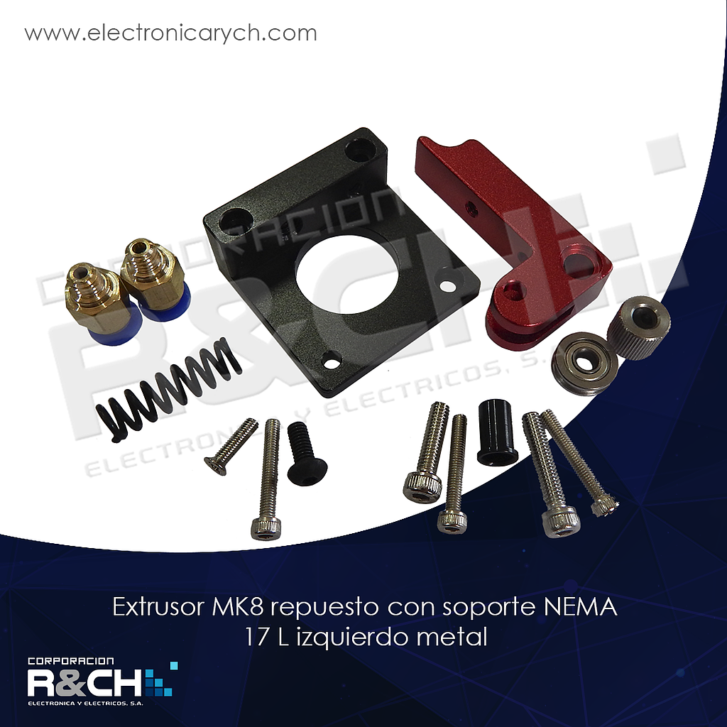 IP-3D704 extrusor MK8 repuesto con soporte NEMA 17 L izquierdo metal
