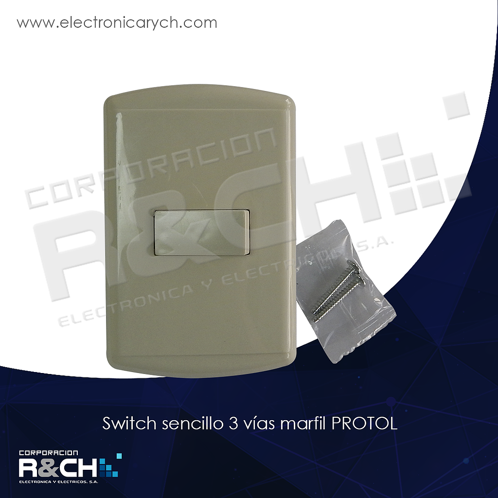 BT-1101 switch sencillo 3 vías marfil PROTOL