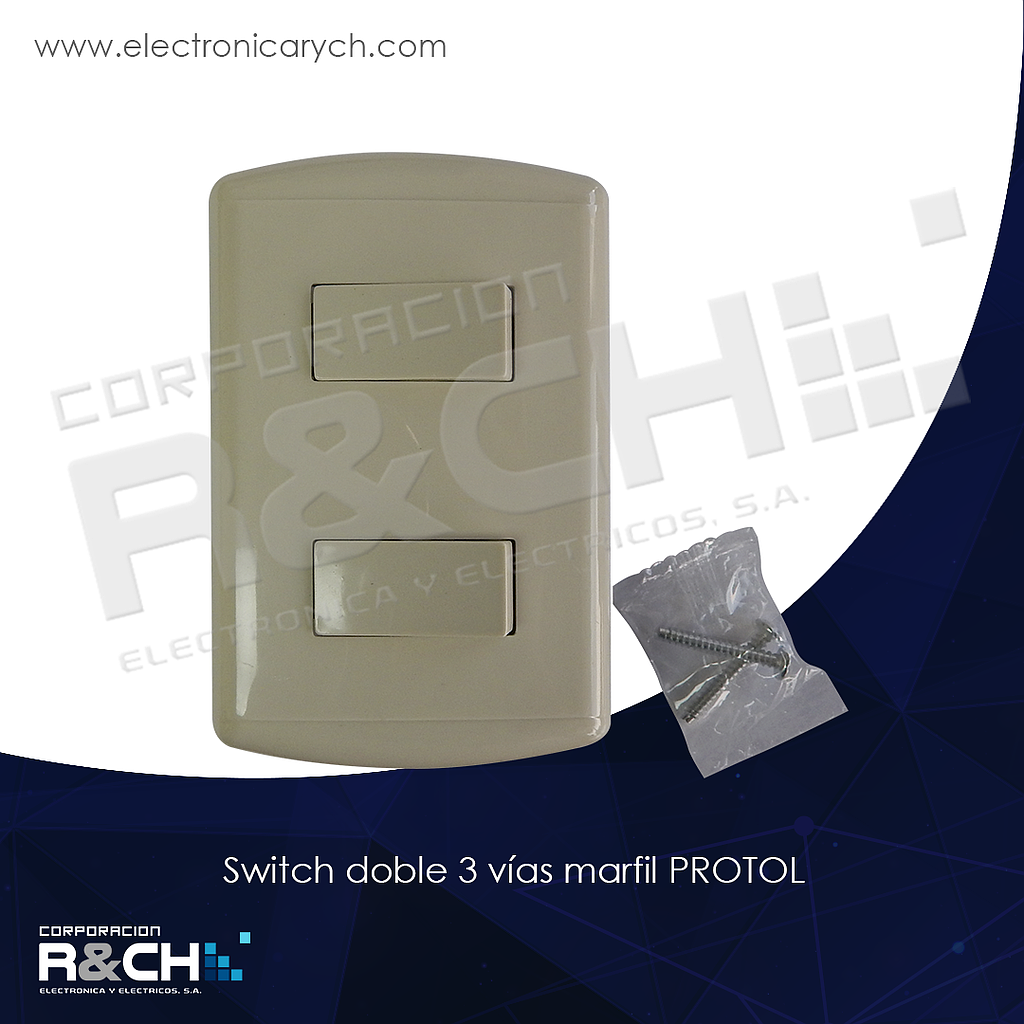 BT-1201 switch doble 3 vías marfil PROTOL