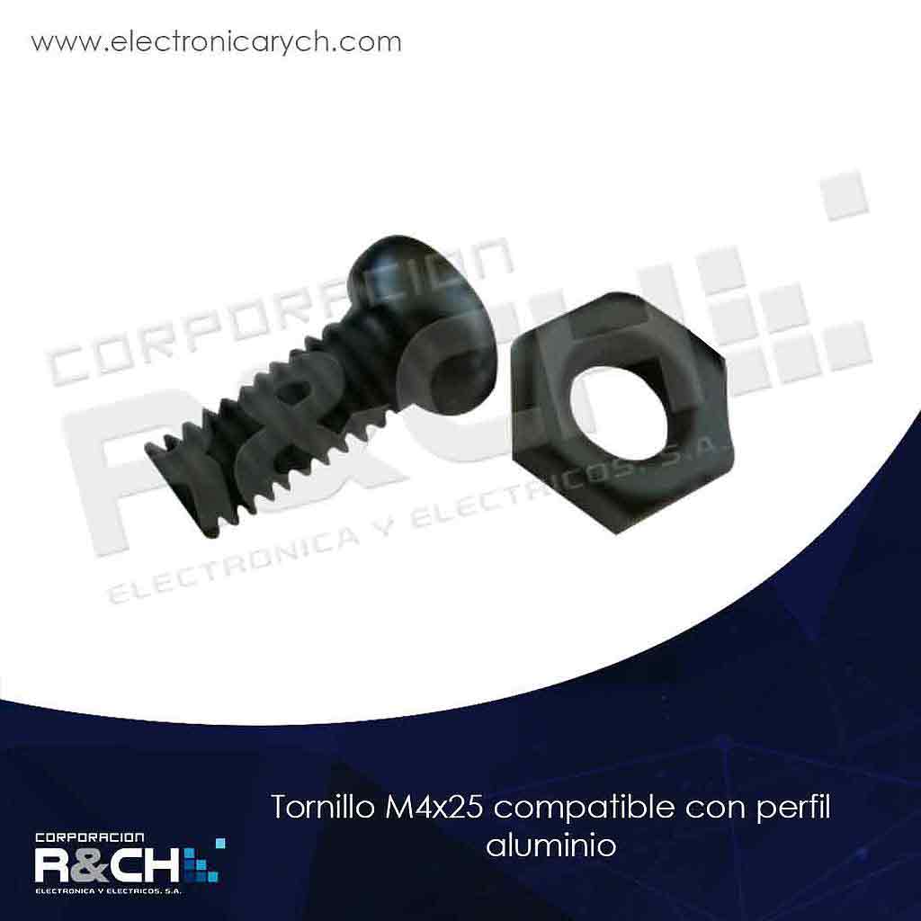 TOR-M425 Tornillo M4x25 Compatible con Perfil Aluminio no Incluye tuerca