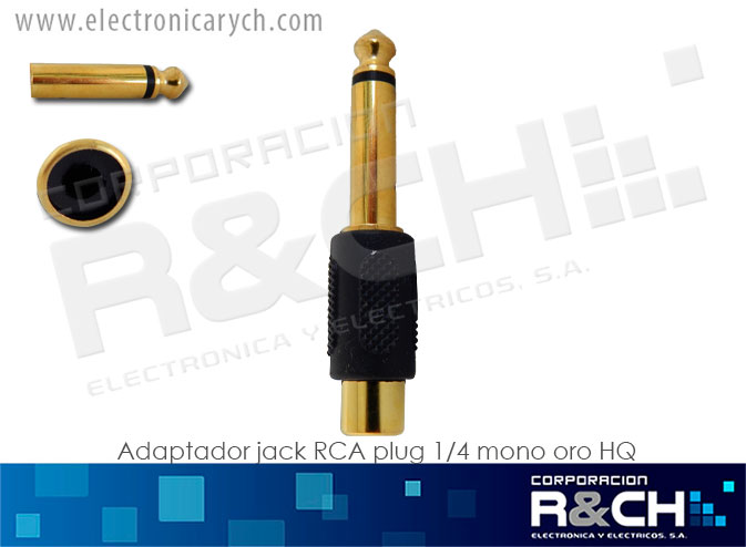 P-222G adaptador jack RCA plug 1/4 mono oro HQ