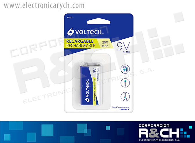 47203 bateria recargable 9V voltech cuadrada 250mAh