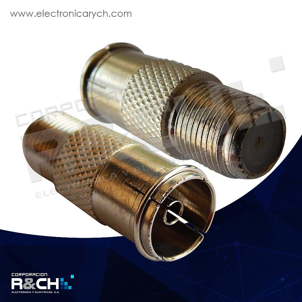 F-89 adaptador hembra coaxial a "Pal" plug a presion