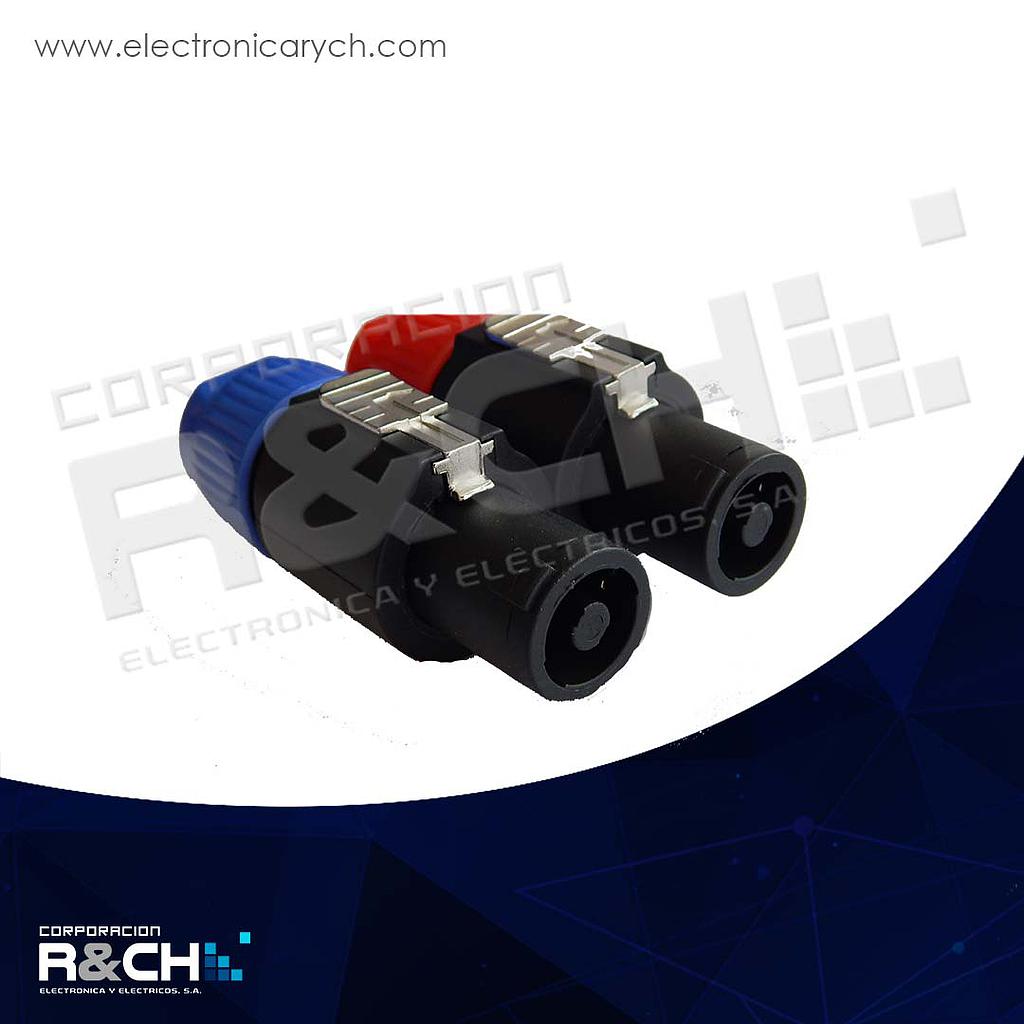 M-190 plug para bocina speakon macho 4 pin rojo azul