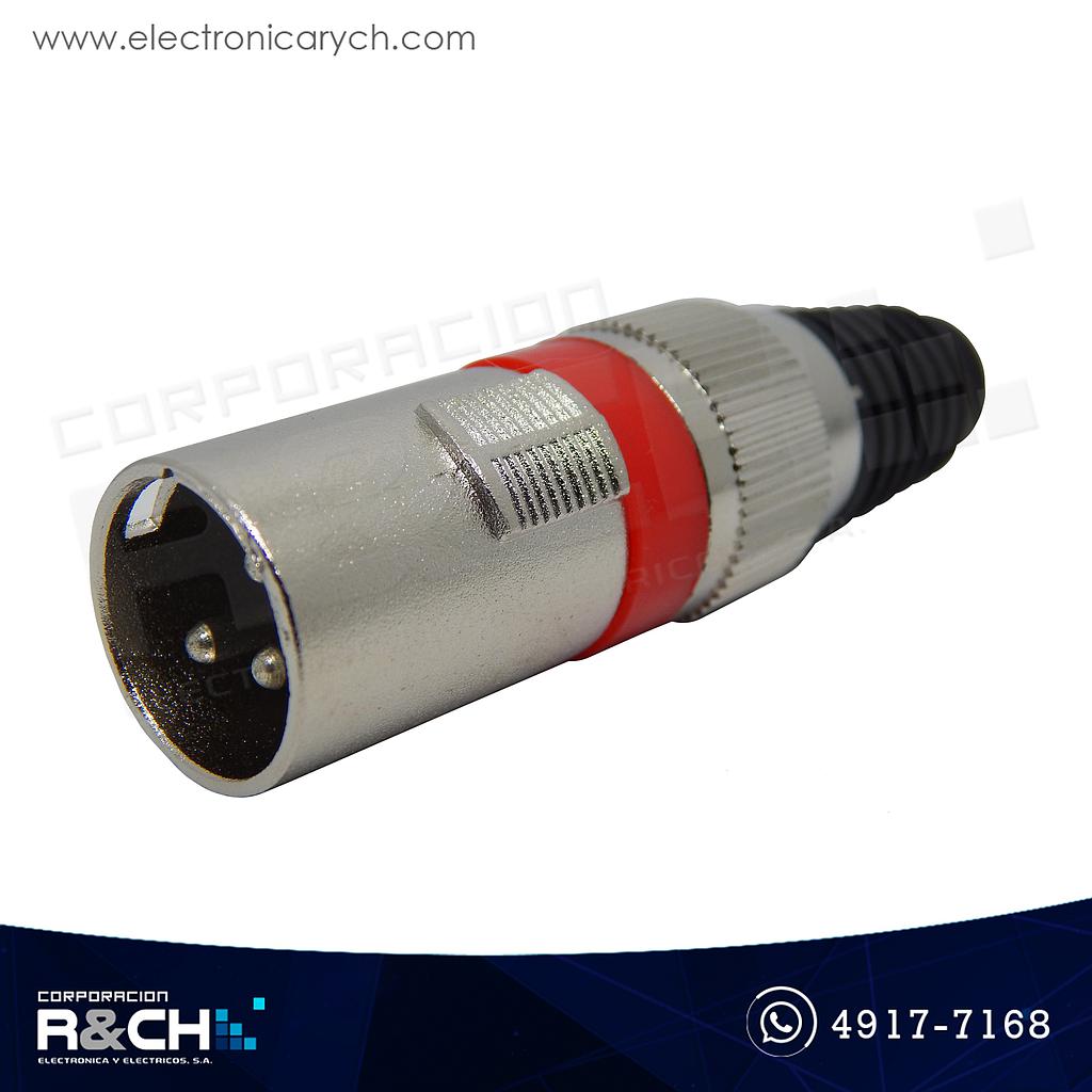 M-62R Conector XLR macho rojo 3 pin