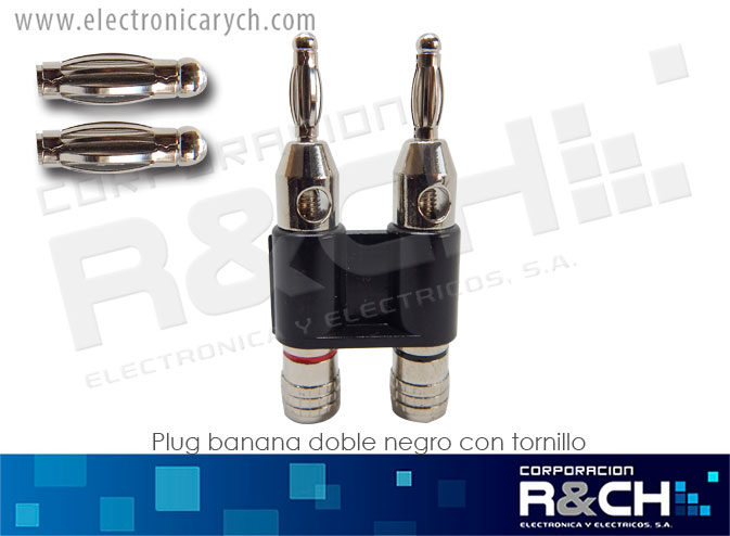 NB-511B plug banana doble negro con tornillo