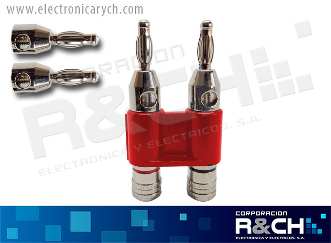 NB-511R plug banana doble rojo con tornillo