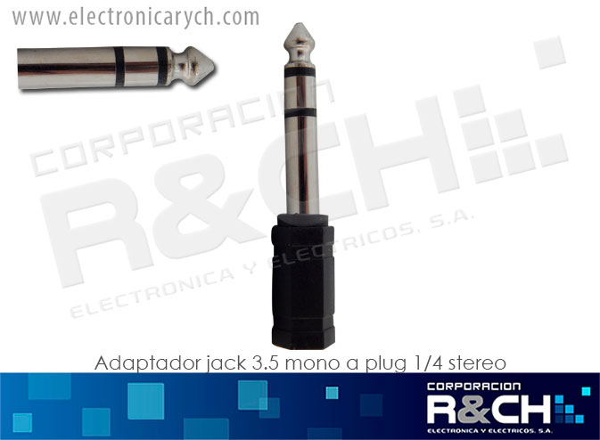 P-111A adaptador jack 3.5 mono a plug 1/4 stereo