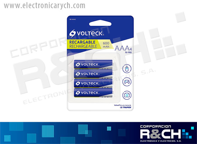 47201 bateria recargable AAA voltech blister 600mAH Ni-MH 4 unidades