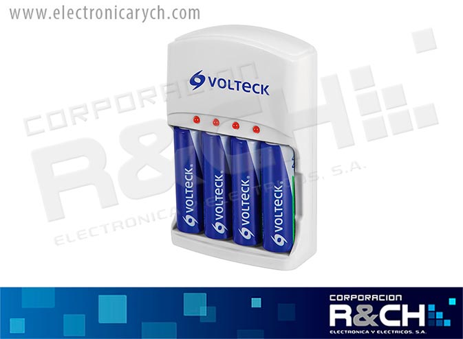 46045 Cargador de Bateria AA, AAA y 9V Voltech Incluye Baterias AA