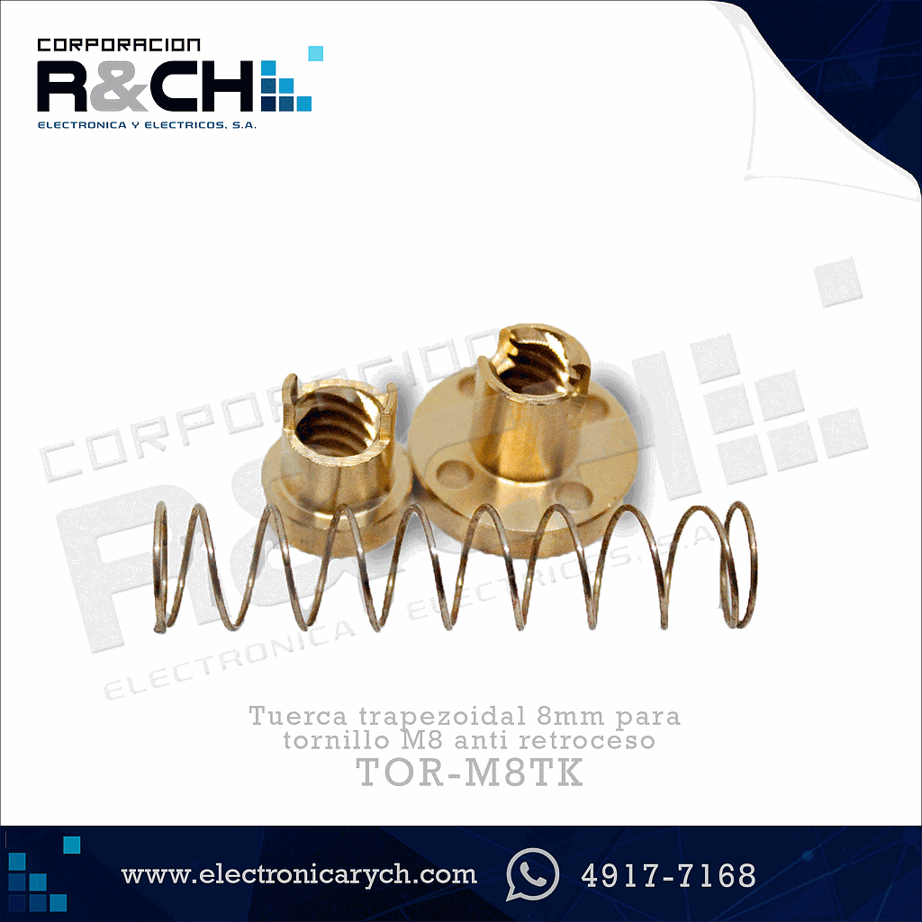 TOR-M8TK tuerca trapezoidal 8mm para tornillo M8 anti retroceso