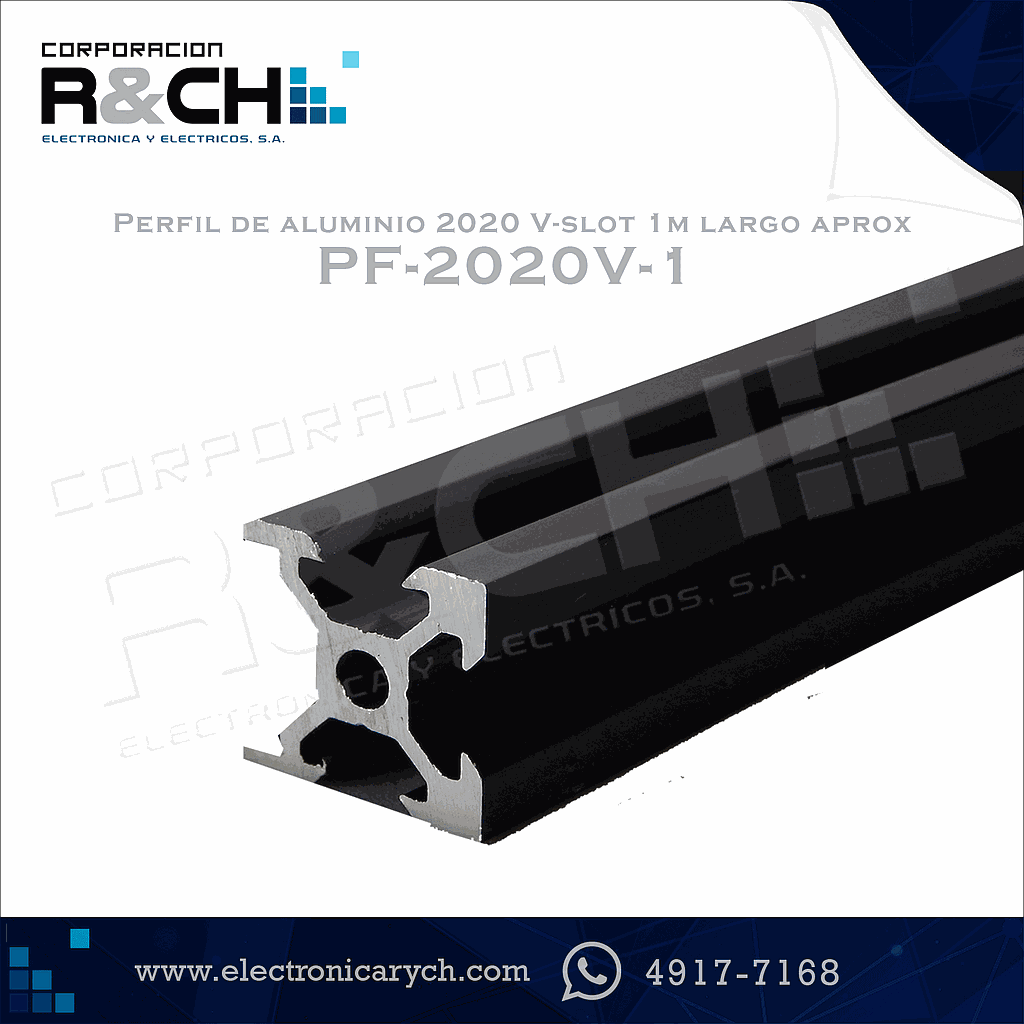 PF-2020VN-1 Perfil de aluminio 2020 V-slot 1m largo aprox