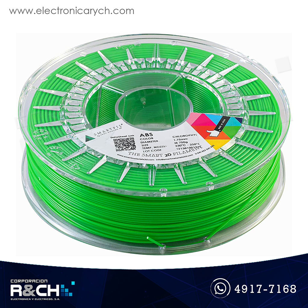 FE-0GR2A Filamento PLA 1.75mm 1Kg CHLOROPHYLL SMARTFIL