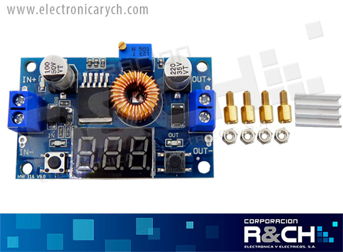 MD-4015-5 modulo regulador de voltaje DC-DC 5A 75W Vi.=4-38, Vo=1.25-36 step down