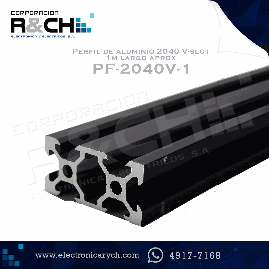 PF-2040VN-1 Perfil de aluminio 2040 V-slot 1m largo aprox Negro
