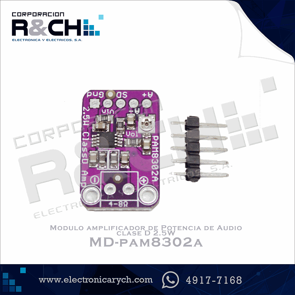 MD-PAM8302A Modulo amplificador de Potencia de Audio clase D 2.5W