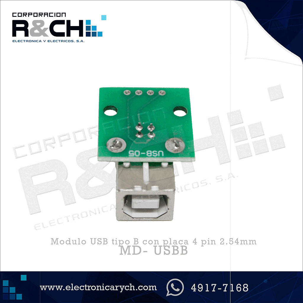 MD-USBB Modulo USB tipo B con placa 4 pin 2.54mm