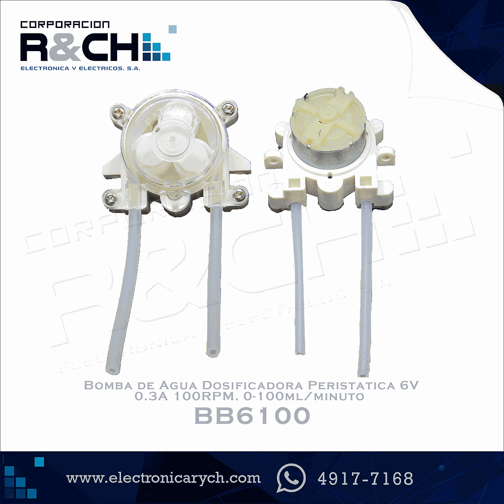 BB6100 Bomba de Agua Dosificadora Peristatica 6V 0.3A 100RPM. 0-100ml/minuto