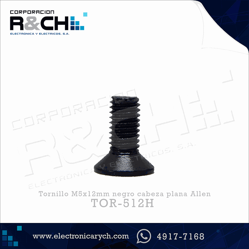 TOR-512H Tornillo M5x12mm negro cabeza plana Allen