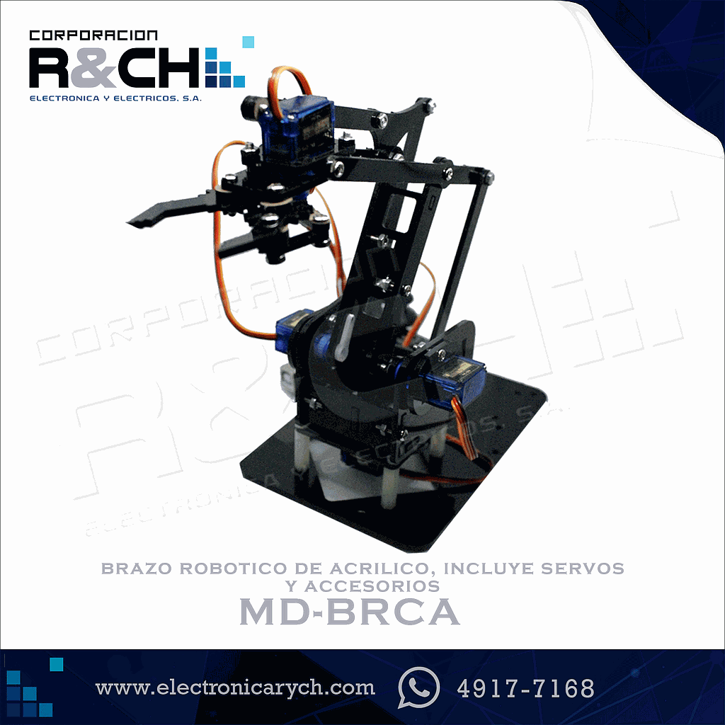 MD-BRCA brazo robotico de acrilico, incluye servos y accesorios