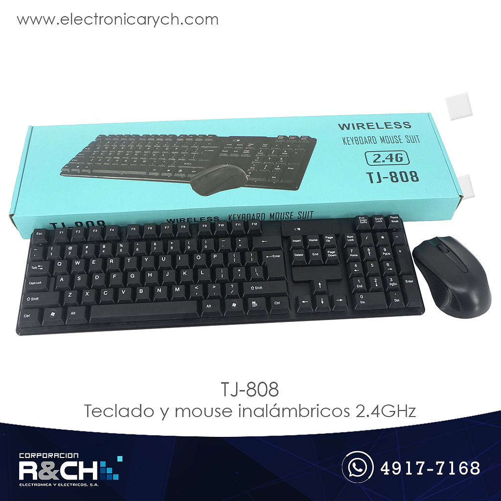 TJ-808 Teclado y mouse inalámbricos 2.4GHz