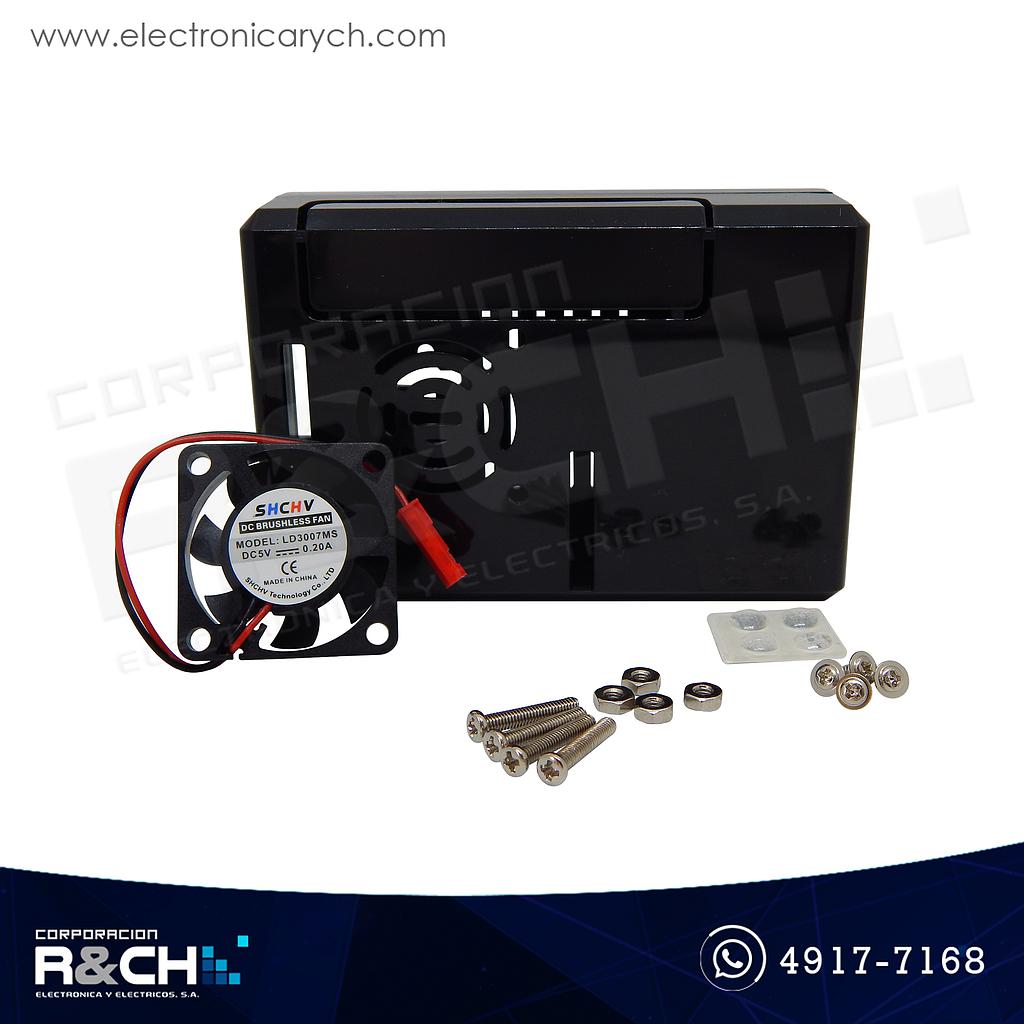 CJ-1890 Caja para Raspberry pi 4 negra+ventilador
