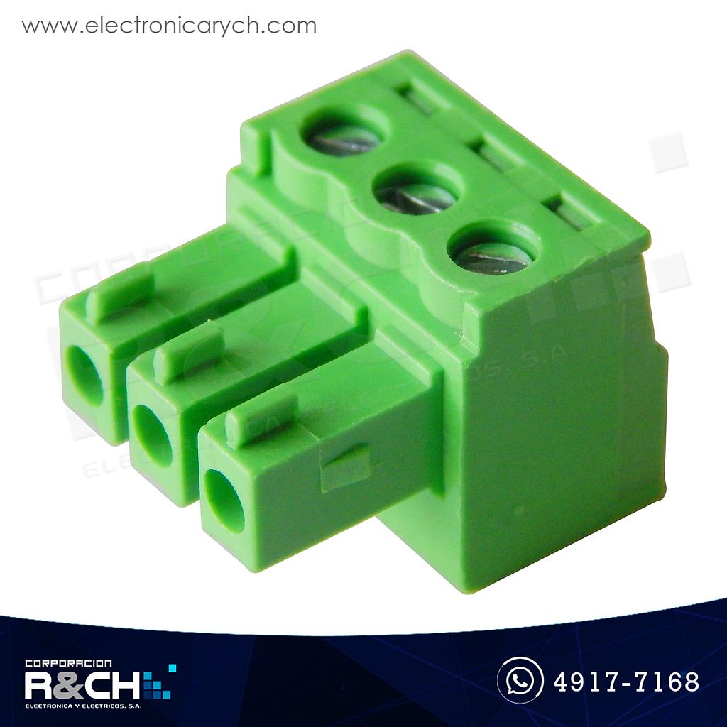 TN-3P381 Terminal Block + Plug 3P 3.81mm 8A presión