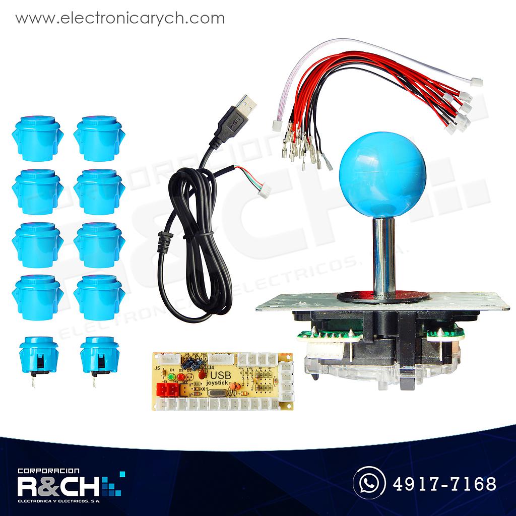 SX-1618AZ Kit Arcade para Video Juegos Azul Un Joystick