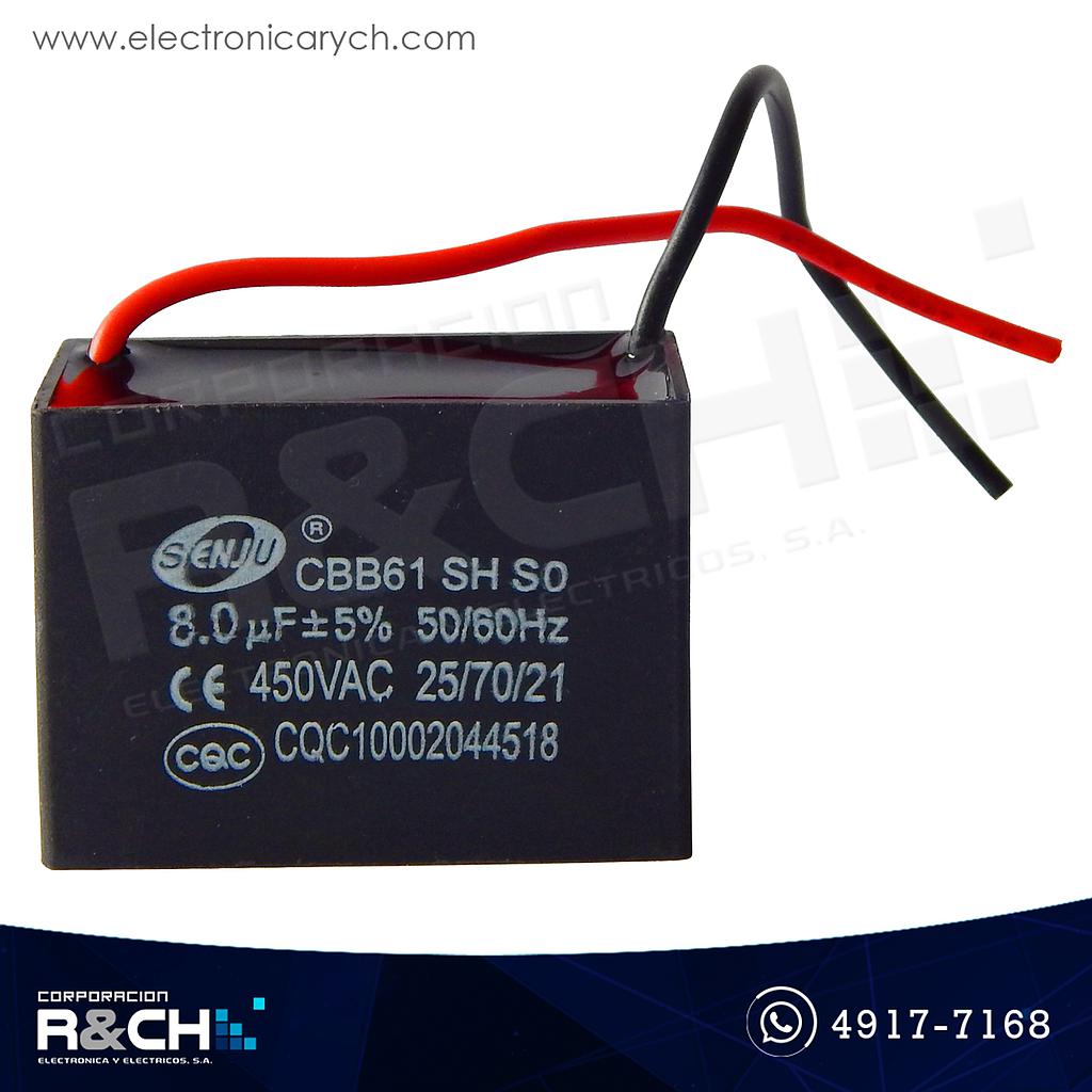 CBB61-8UF Capacitor 8uF 450V AC Para Ventilador