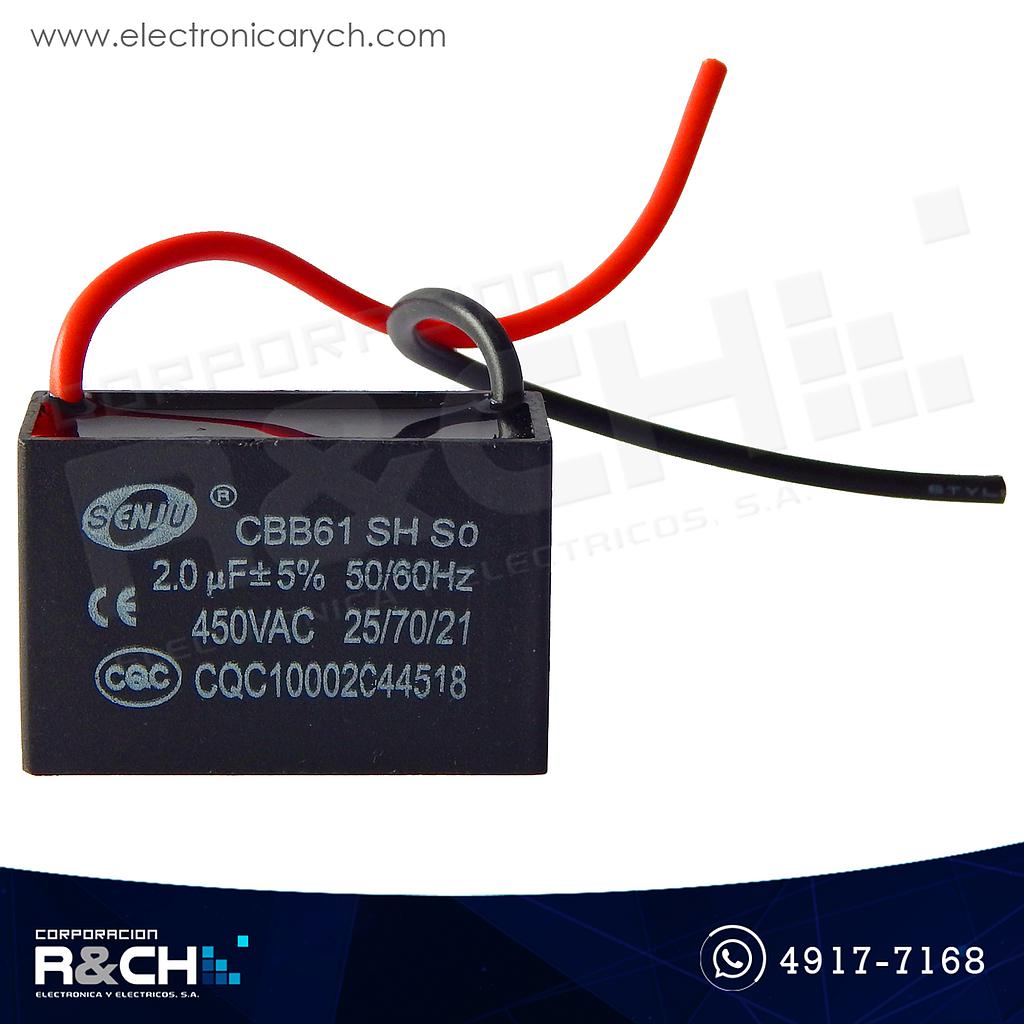 CBB61-2UF Capacitor 2uF 450V AC Para Ventilador