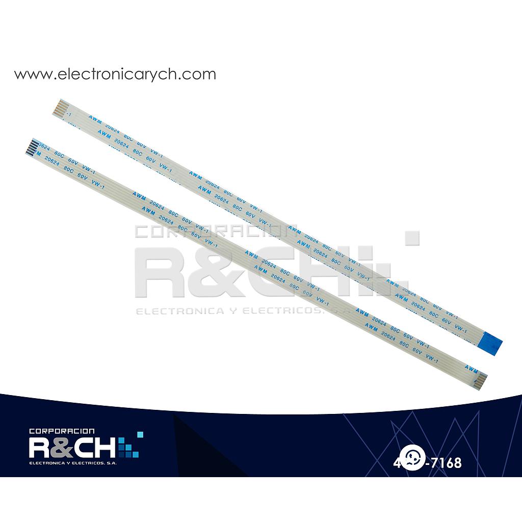 CB-6LO21 Cable FFC De Lado Opuesto 6 Lineas 1mmx20cm